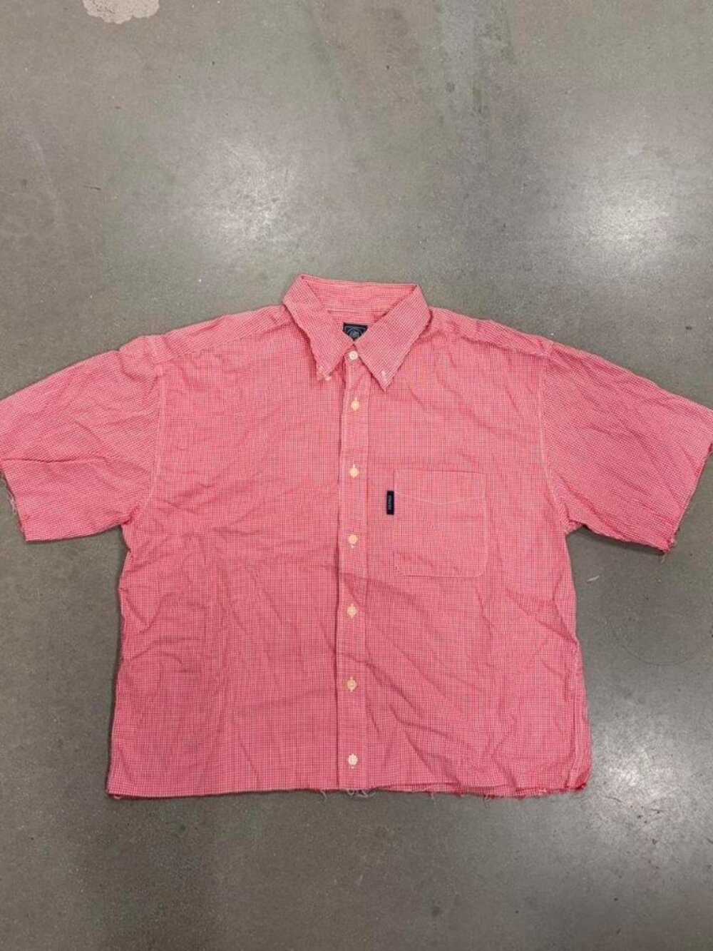 US Polo Assn Red White Striped Button Up Shirt Y2K Cropped Boxy Short Sleeve M